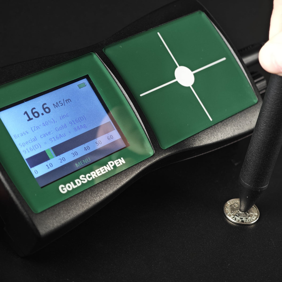 GoldScreenPen sensor tip for small and irregular metal objects
