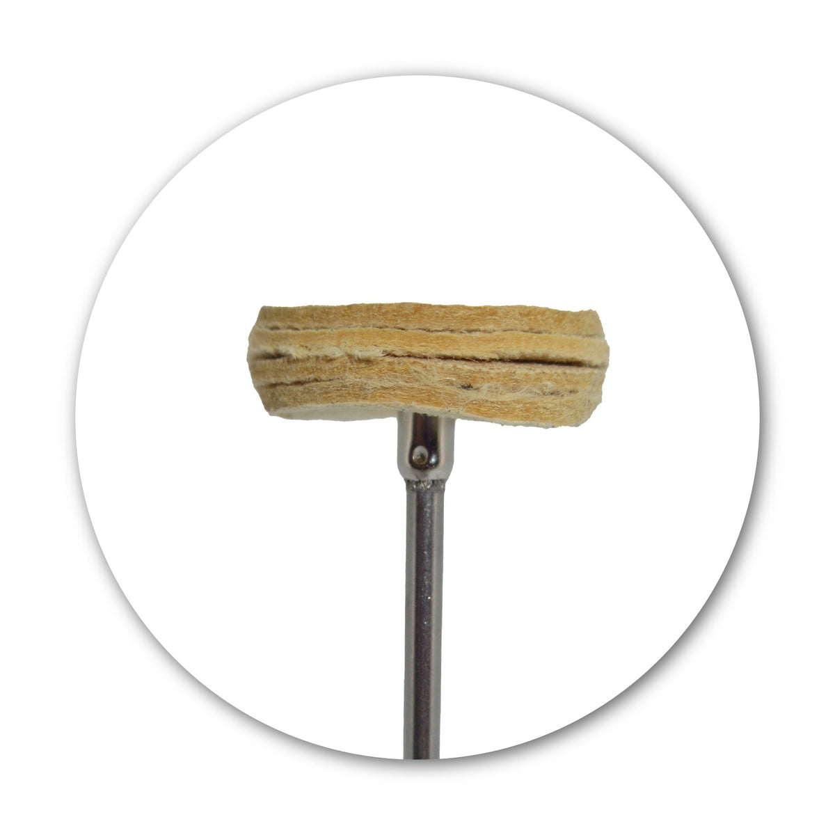2.35 mm metal shaft of mounted leather lap, compatible with rotary tools and micromotors