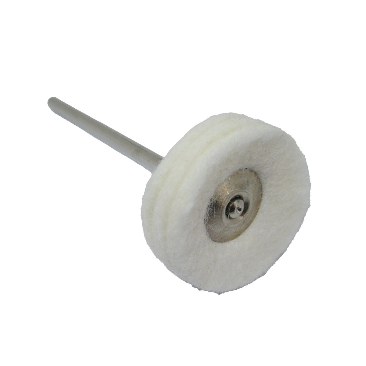 Side view of 22 mm mounted felt cloth lap, metal core, 6 mm trim length, ideal for polishing paste