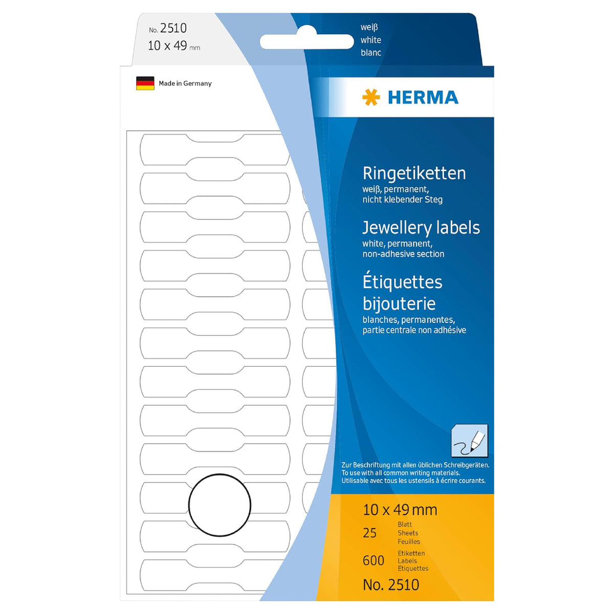 HERMA price labels 49x10 mm self adhesive jewellery ring labels on A4 sheet