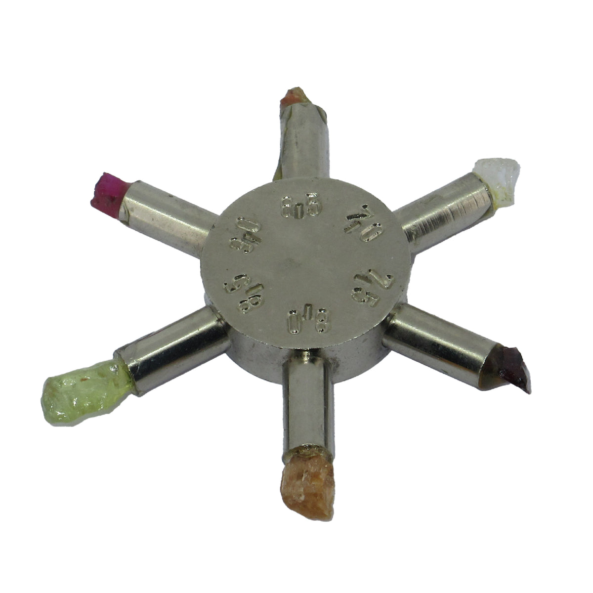 Mohs hardness mineral reference stones for gemology testing