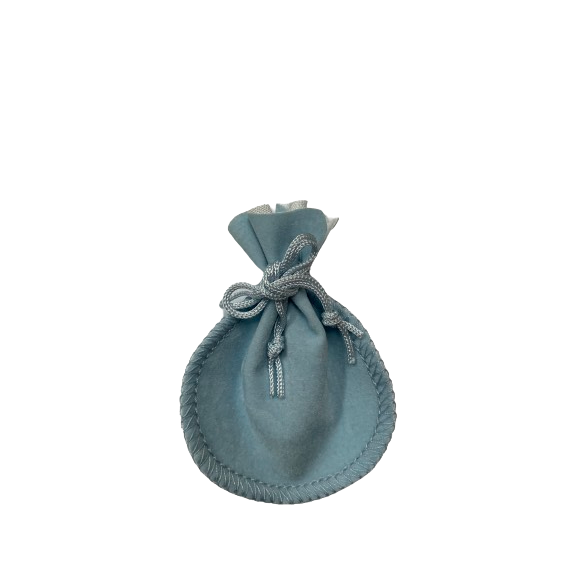 Baby Bleu Mini Velvet Pouch - Scalloped