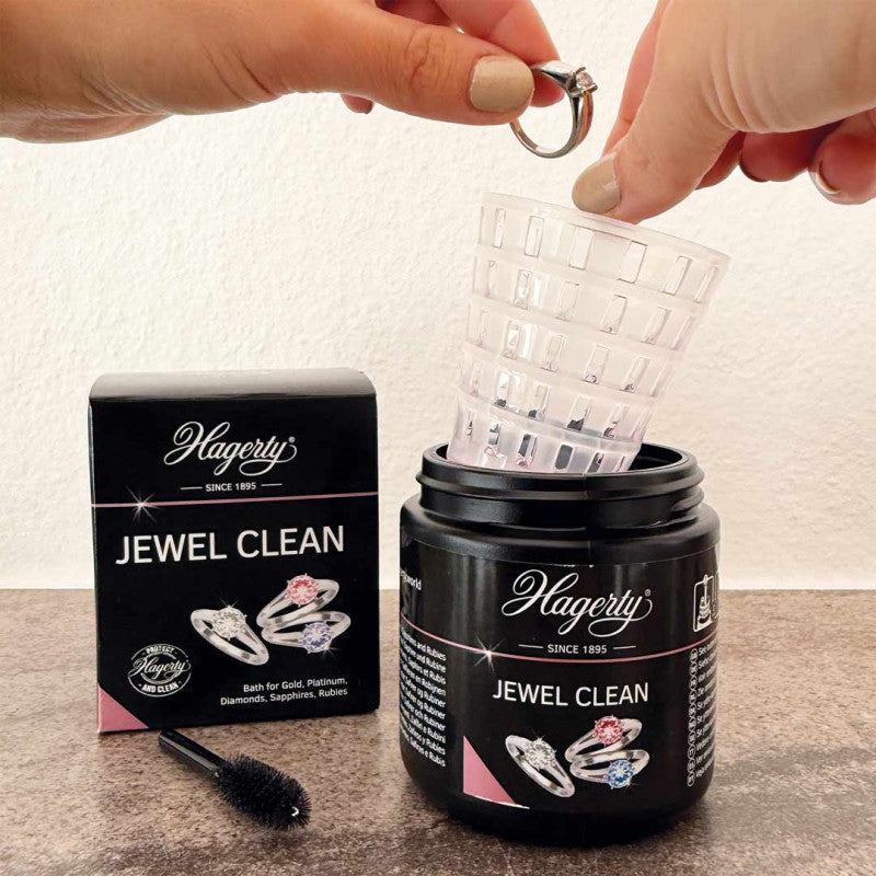 Hagerty Jewel Clean 150ml cleaning bath with basket and sponge for precious jewellery