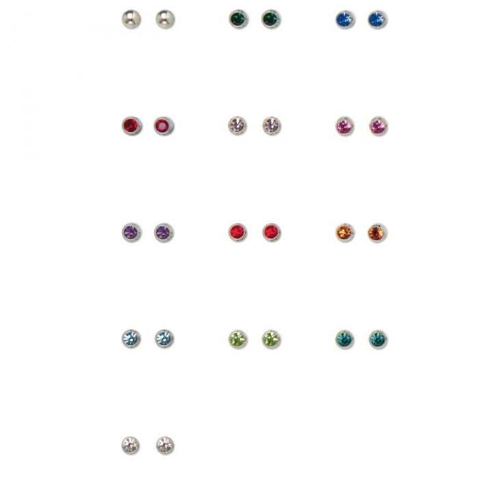 Studex Ear Studs - White - Stone assorted colors