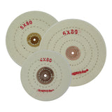 AUGUSTA white muslin polishing wheel for jewellery making and high-gloss metal polishing