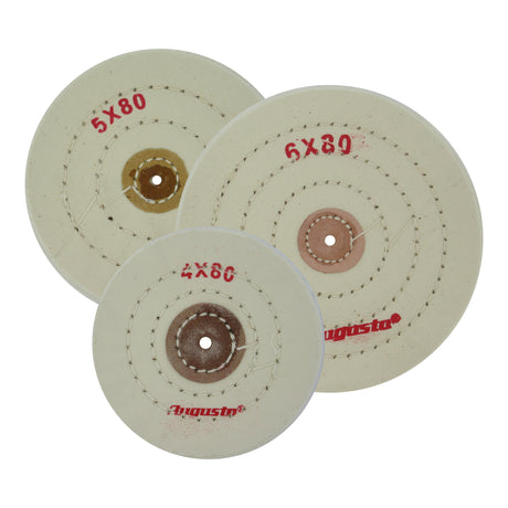 AUGUSTA white muslin polishing wheel for jewellery making and high-gloss metal polishing