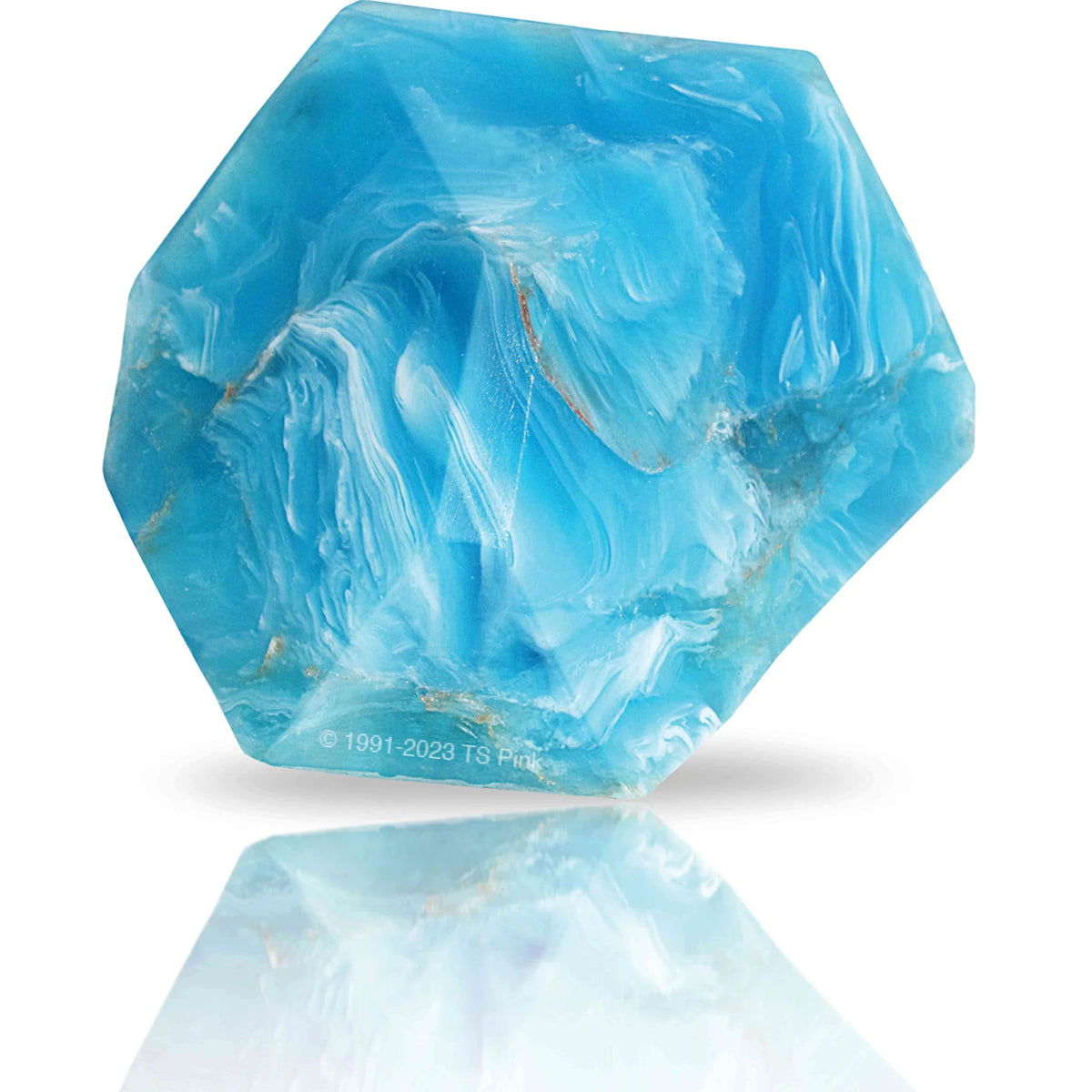 Blue Agate™ SoapRocks® handcrafted gemstone soap with blue and white bands