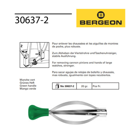 Swiss-made Bergeon Presto hand remover for removing watch hands, cannon pinions and chronograph wheels