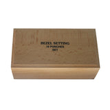 Professional bezel setting punch set with 18 hardened steel punches in wooden box for jewelry making CLOSED
