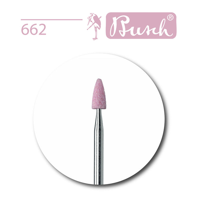 Busch jewellery abrasive point Shape 662 pink aluminium oxide mounted wheel medium grit diameter 3.5mm