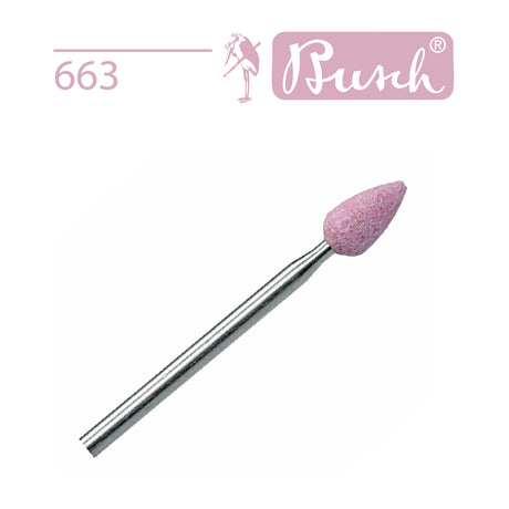 Pink corundum mounted abrasive point 5mm with 2.35mm shank