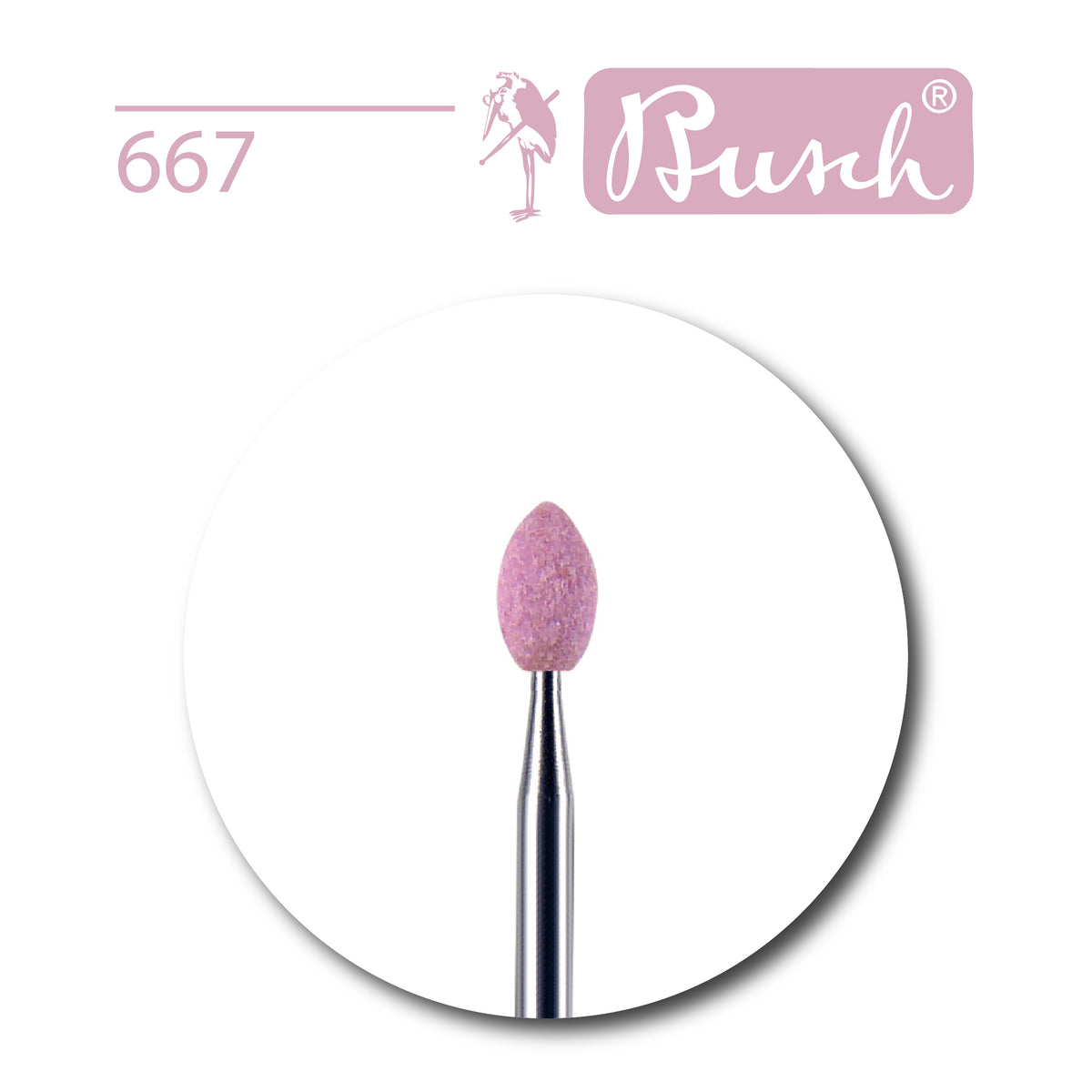 Busch Shape 667 pink corundum abrasive point 4mm for jewellery making