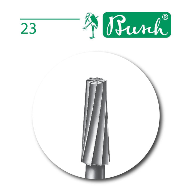 Busch Fig. 23 steel cone bur with 2.35 mm shank made in Germany for jewellery making and precision metalworking