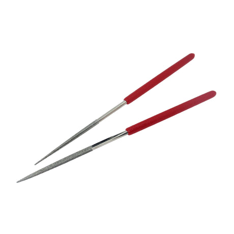 Round diamond needle file with ergonomic handle for jewellery making and precision metalworking