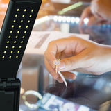 Black Foldi LED lamp showing 30 daylight LEDs for detailed work JEWELRY 