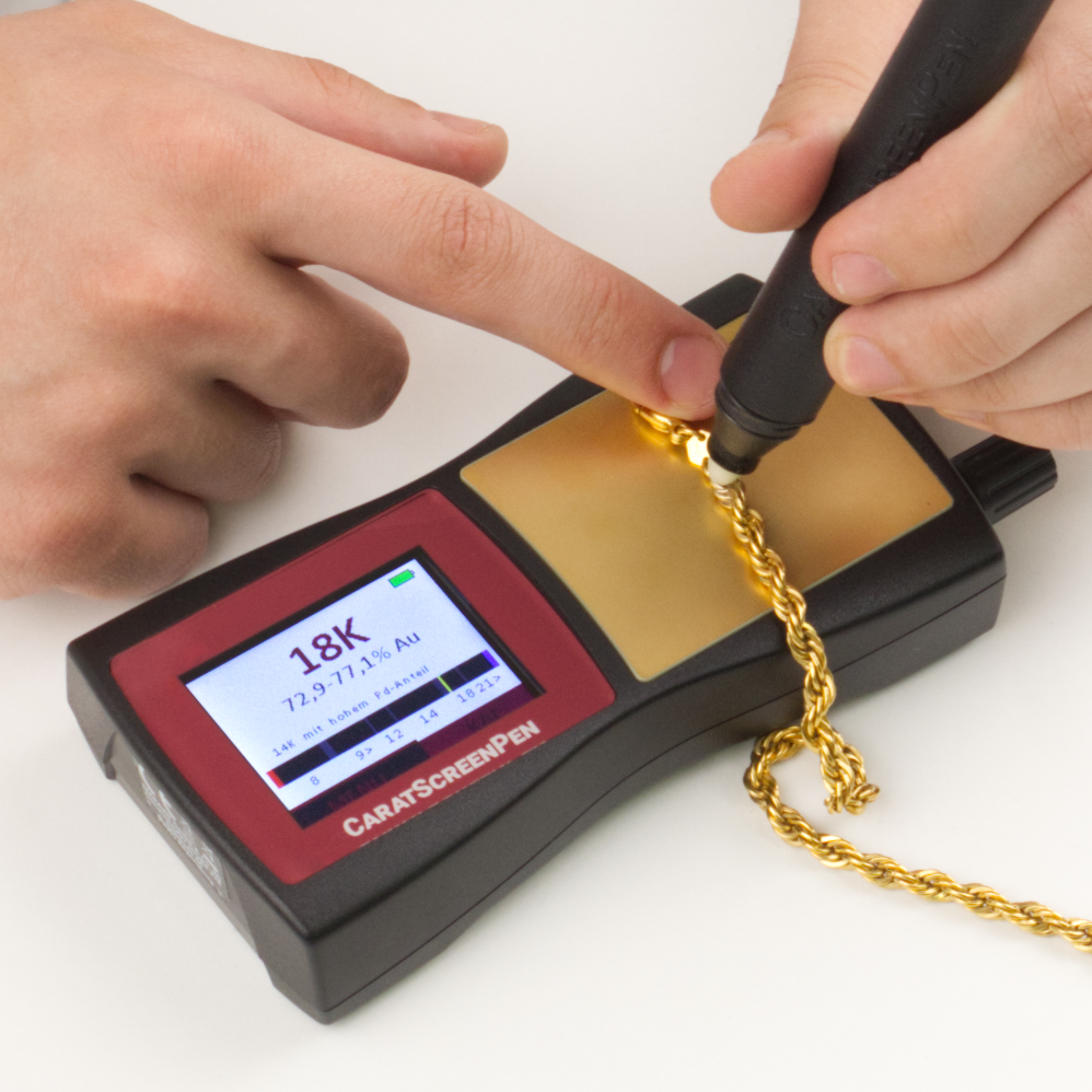 Gold jewellery authenticity tester for checking hallmarks and gold fineness