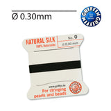 Griffin® Black natural silk bead cord Nr. 0 0.30mm with attached needle