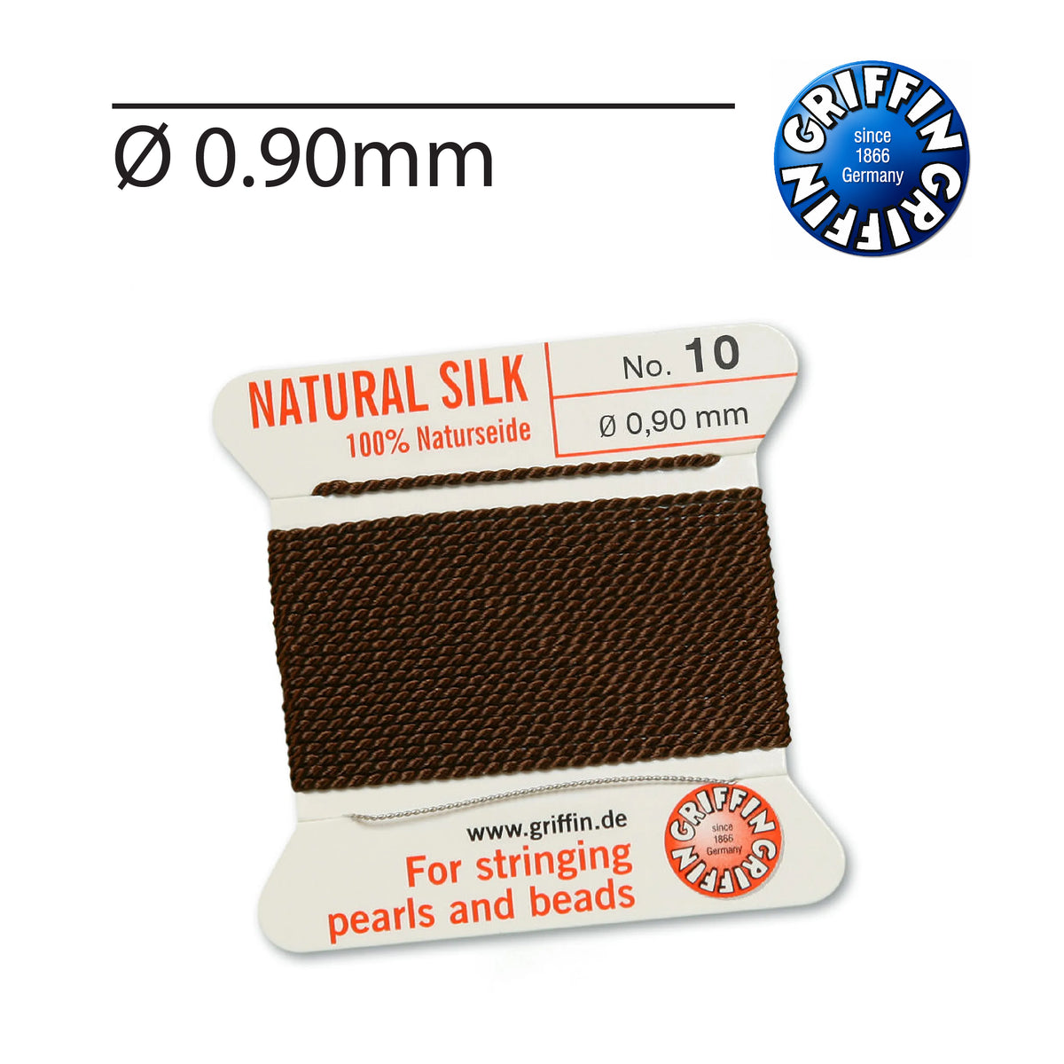 Griffin® Brown pearl knotting thread Nr. 10 0.90mm natural silk