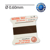 Griffin® Brown silk beading thread Nr. 4 0.60mm 2m with needle