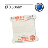 GRIFFIN White natural silk bead cord for pearl stringing and jewellery making