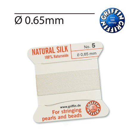 White GRIFFIN silk thread for pearl knotting and bead stringing