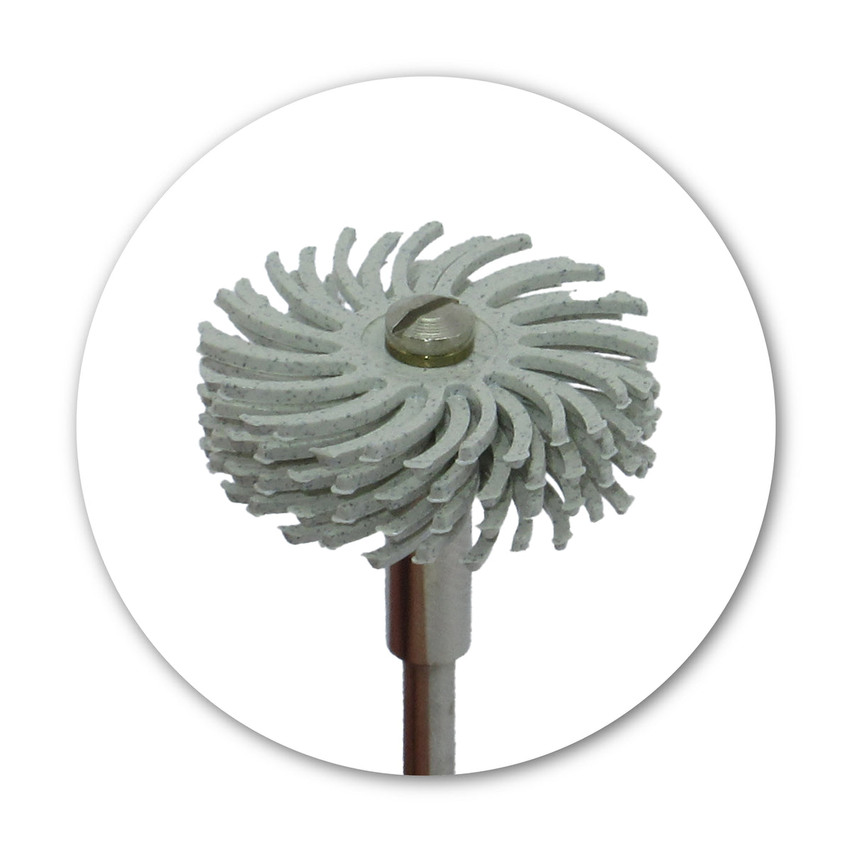 White 120 grit radial bristle disc for light oxide removal and pre-polishing