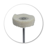 Mounted flannel lap with 21 mm disc and 2.35 mm shaft, for high-gloss polishing and buffing