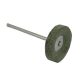 Soft cotton polishing buff for jewelry finishing on mandrel