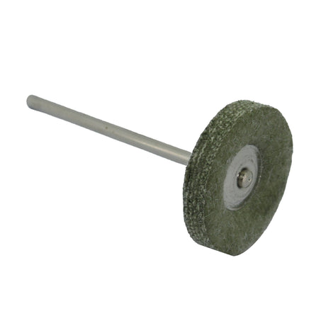 Soft cotton polishing buff for jewelry finishing on mandrel