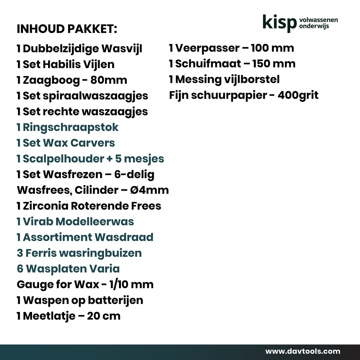 Starterspakket Wasbewerking - Kisp - Schooljaar 2026 - 2027
