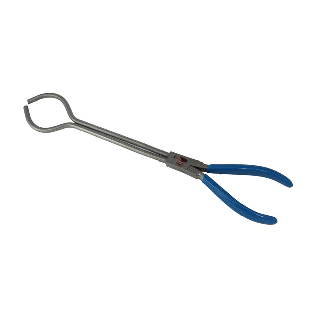 Heat-resistant crucible tongs with insulated handles, tool for lifting and pouring molten metal safely