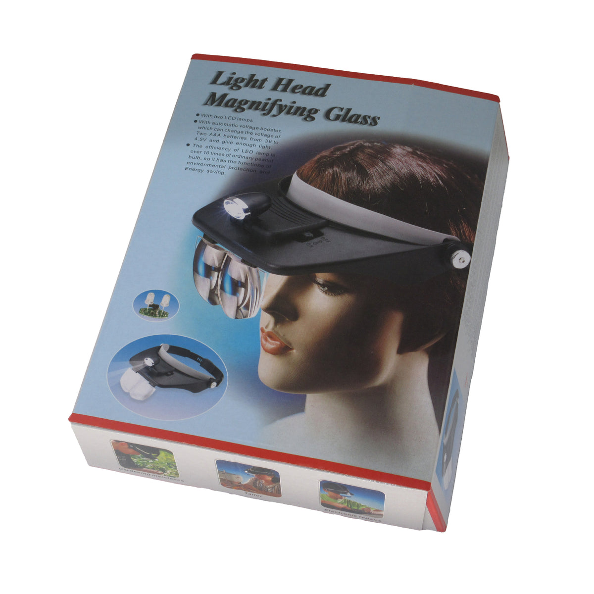 LED head magnifying glass with adjustable headband and interchangeable lenses for jewelry repair