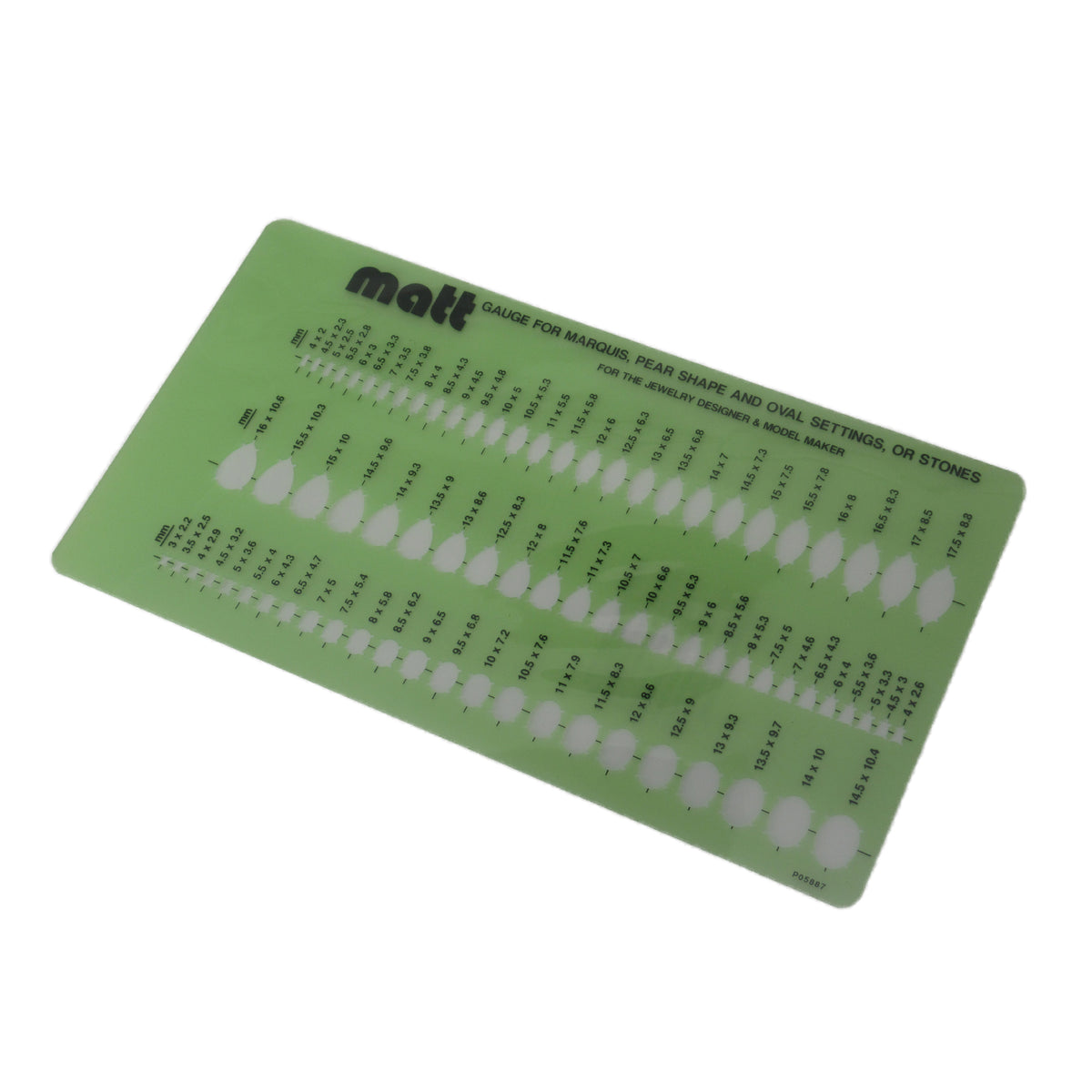 Professional jeweler stone measuring tool with millimeter sizes