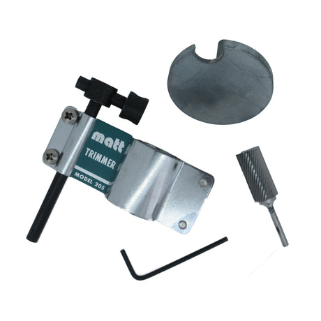 Matt Trimmer Kit for Foredom Handpiece #30 with rotary file, ring size template, and wax ring training samples