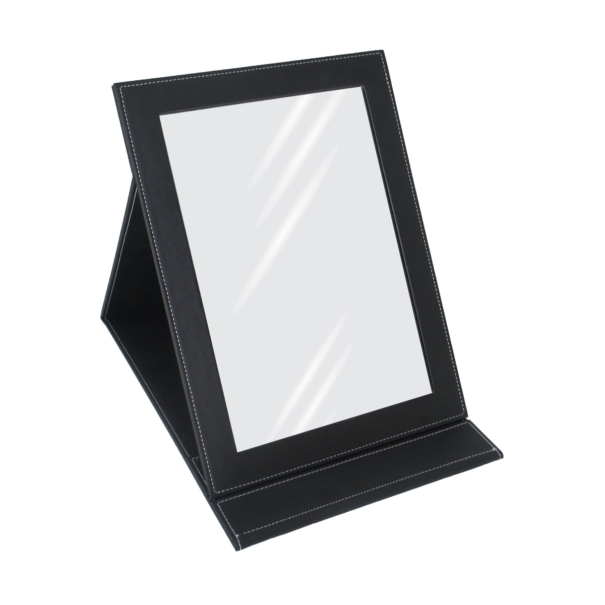 Large leather mirror for jewelry store showcase