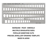 M-1 jewellery template for marquise pear and emerald gemstones
