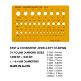 Diamond round brilliant drawing template 1/200 to 3 carat