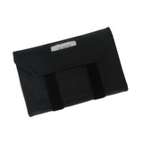 Black leatherette jewelry roll with black fine suede interior