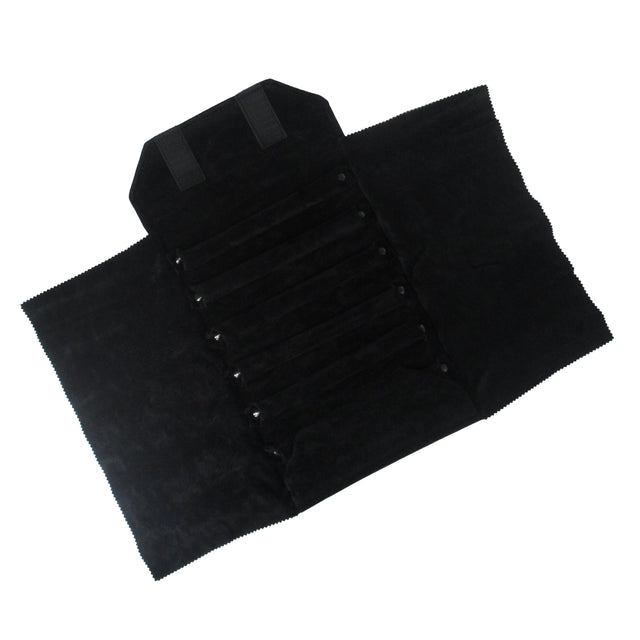 Swiss made jewelry roll with 7 bars for rings and travel storage