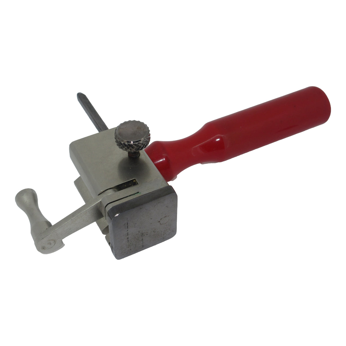 Precision tube and rod cutter for metal stock up to 5mm with V-groove holder