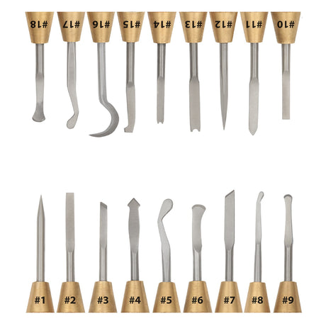 Professional jewellery wax carving and modelling tool set with 18 specialised shapes