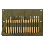 18-piece wax carver set for jewellery making with wooden handles and storage roll