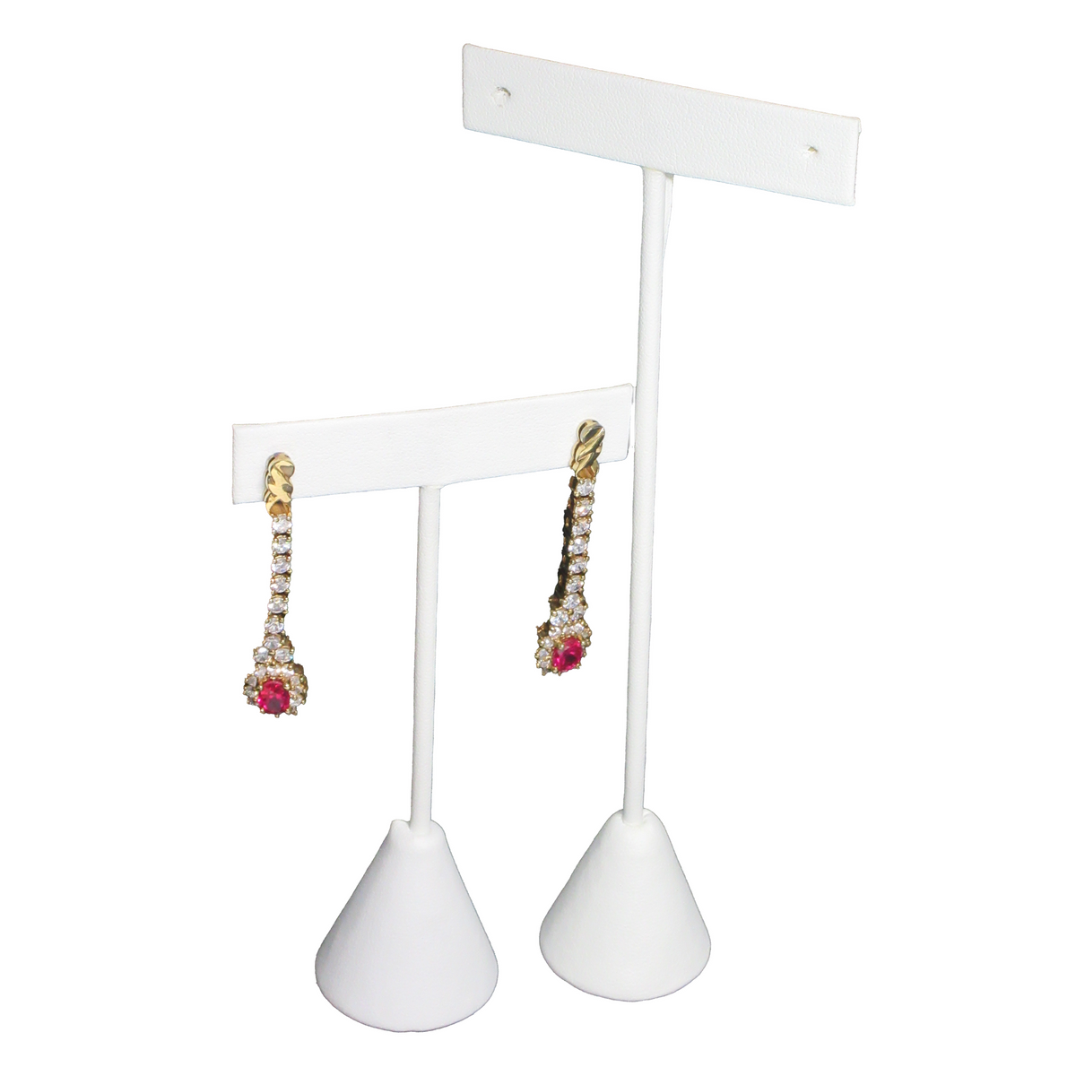 White Simili Leather - Earring Display - Model T