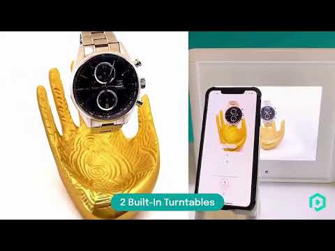 GemLightbox Pro smartphone jewelry photography lightbox with dual turntables for rings, necklaces, earrings, and gemstones