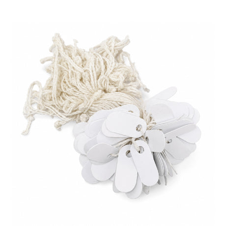 Small hanging plastic jewelry tags for pricing necklaces and rings