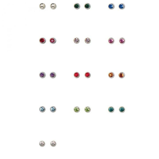 Studex Ear Studs - White - Stone assorted colors