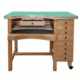 Jeweller's Bench - 8 drawers - Laminated green